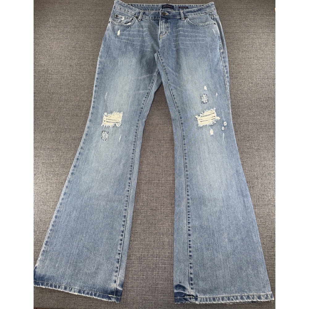 Aeropostale Authentic‎ Flare Jeans Women's 11/12L Distressed Light Wash Y2K